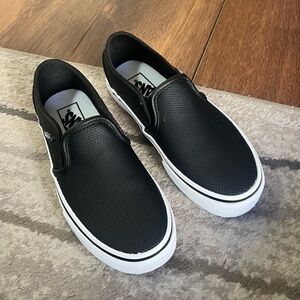 Vans off the Wall perf black and white sneakers, size 6